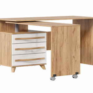 Стол слева Марта-2 Дуб золотой/Белый глянец